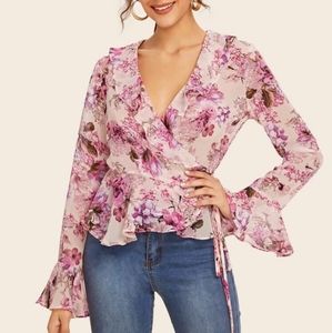 SHEIN Tops - Wrap around blouse - small SHEIN Tops - Wrap around blouse - small